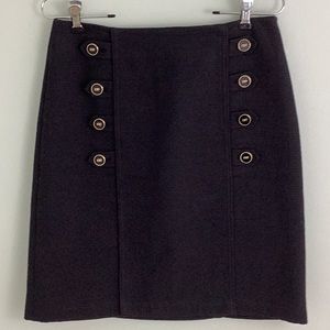 J.McLaughlin Black With Gold Front Button Skirt